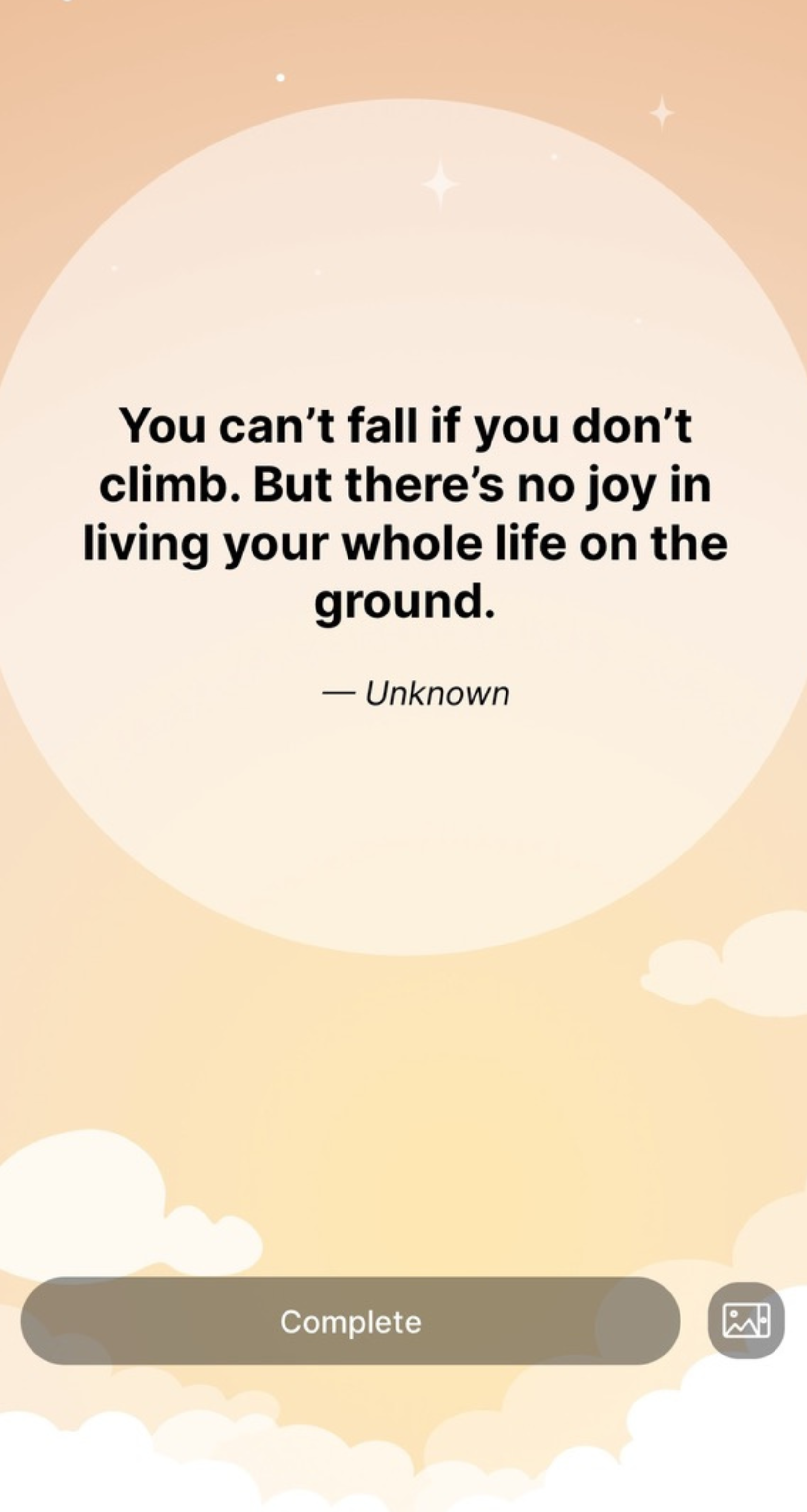 Screenshot of daily motivational quote within the Reframe app