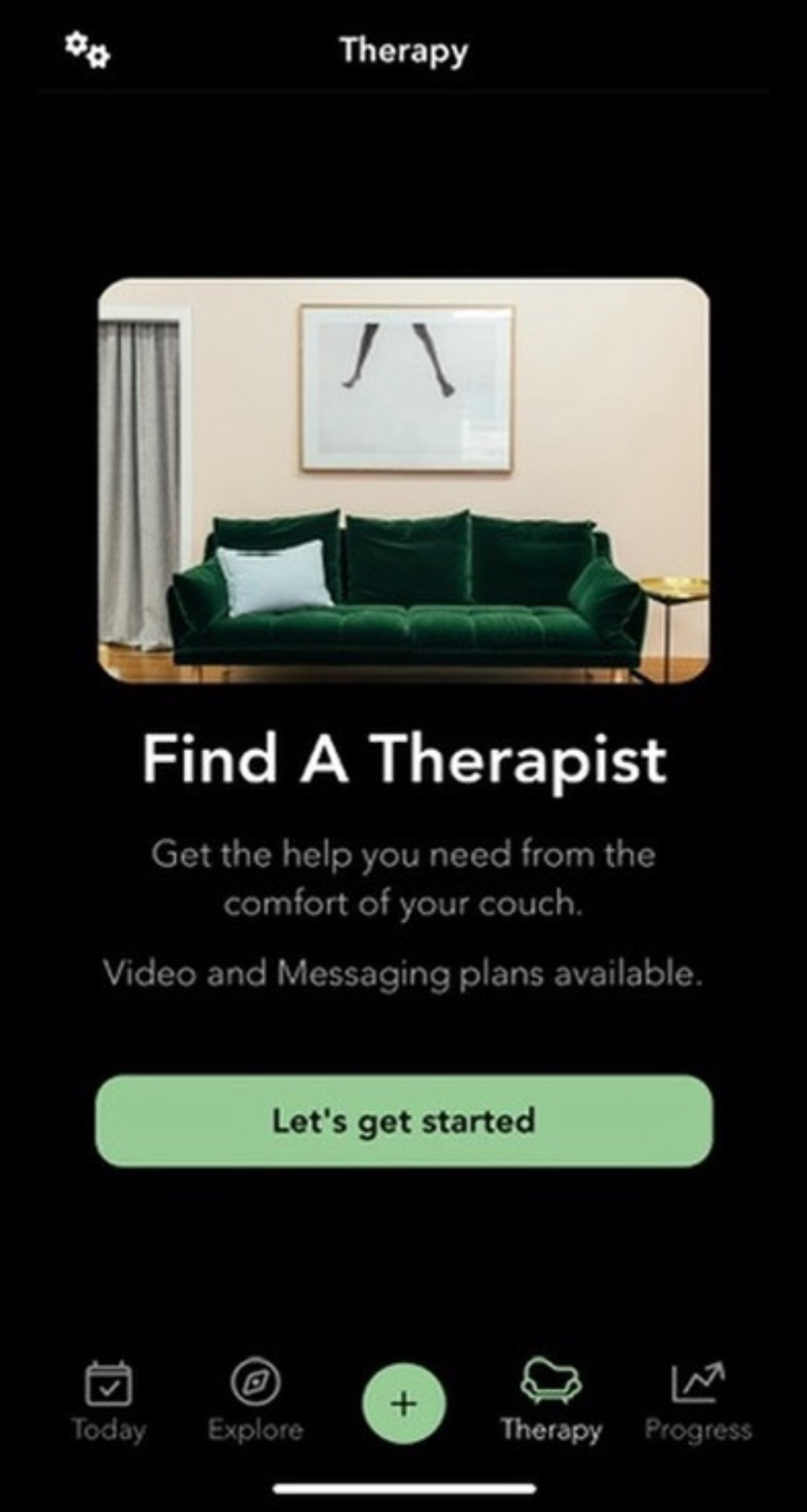 Screenshot of therapy directory in the Nobu app