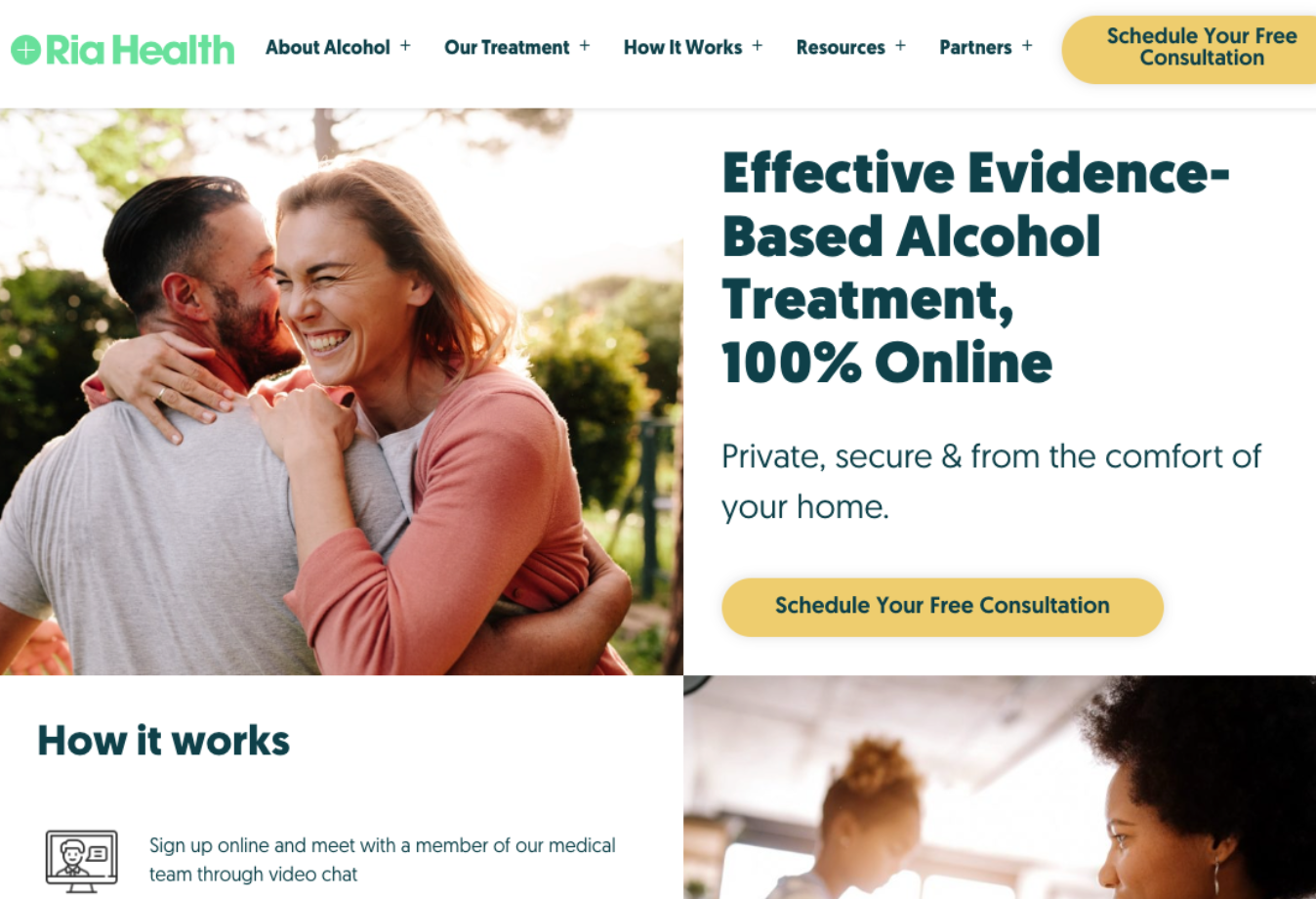Ria Health homepage to join program