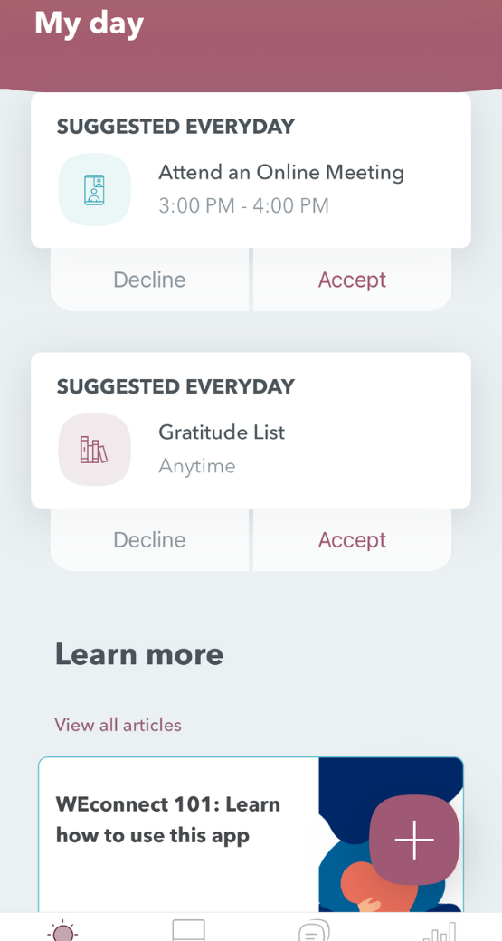 WeConnect page that shows scheduled meetings