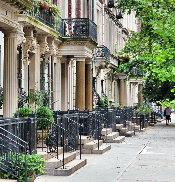 Line of houses on a city street