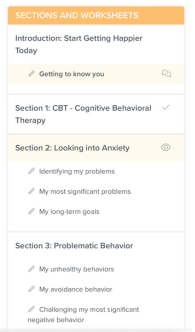 Online-Therapy.com Sections and Worksheets