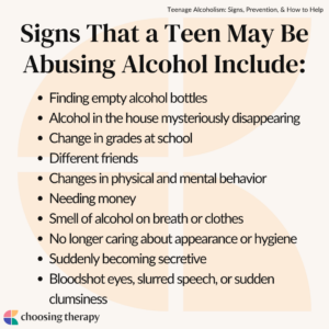 Signs that a teen may be abusing alcohol