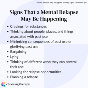 Signs that a mental relapse may be happening