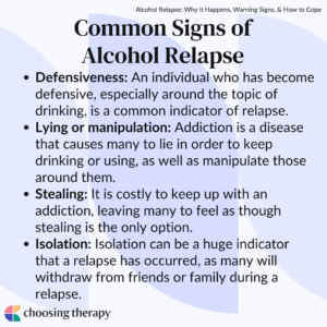 Common signs of alcohol relapse