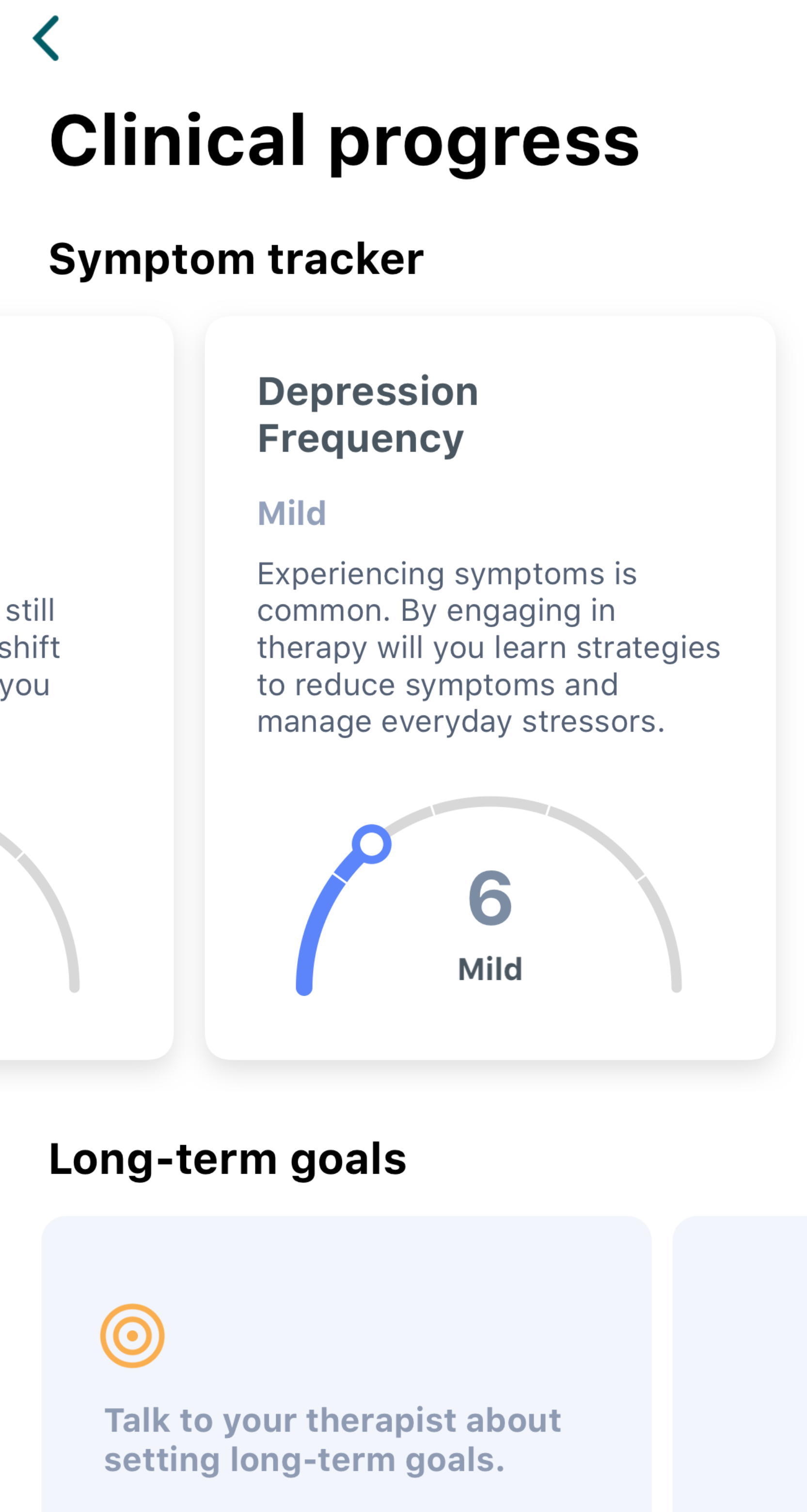 Image of clinical progress tracker in Talkspace app