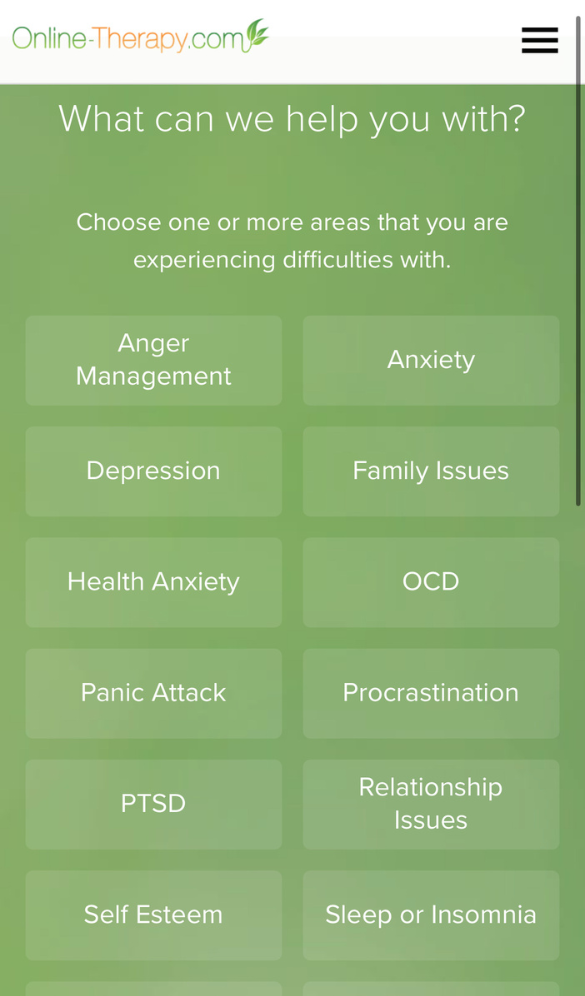 Online-Therapy.com areas of focus