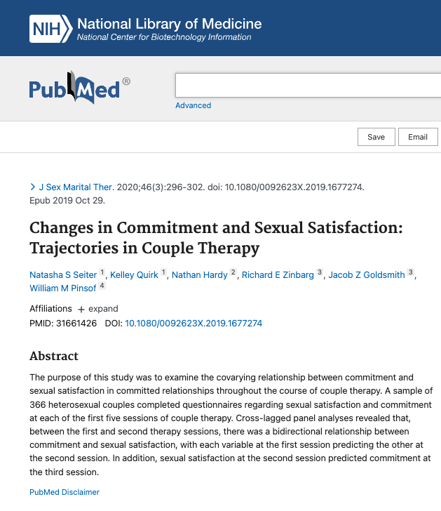 Changes in Commitment and Sexual Satisfaction: Trajectories in Couple Therapy