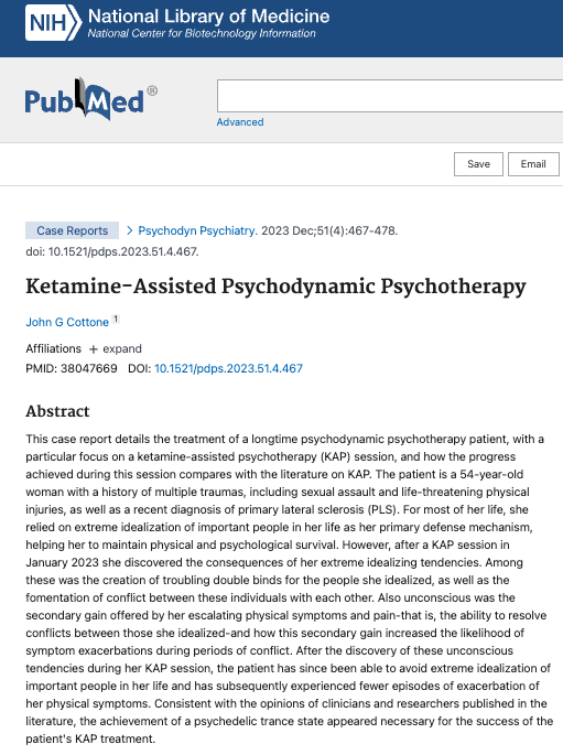 Ketamine-Assisted Psychodynamic Psychotherapy