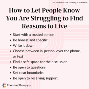How to Let People Know You Are Struggling to Find Reasons to Live