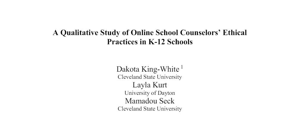 A qualitative study of online school counselors’ ethical practices in K-12 schools. Journal of Counselor Practice