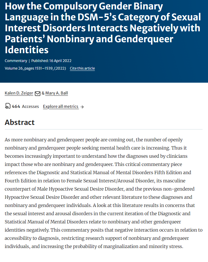 How the Compulsory Gender Binary Language in the DSM-5