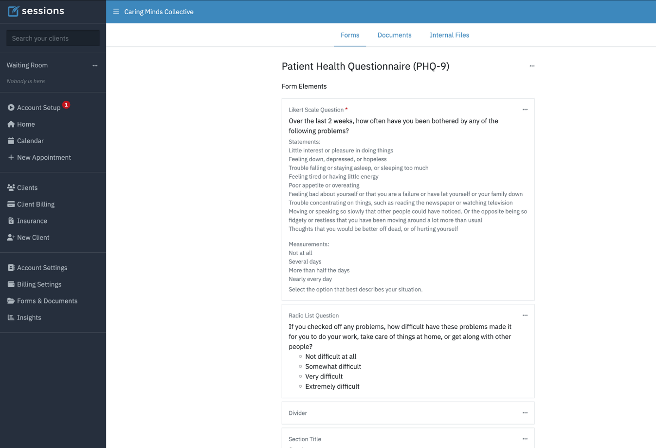 Image of Sessions Health existing measure template