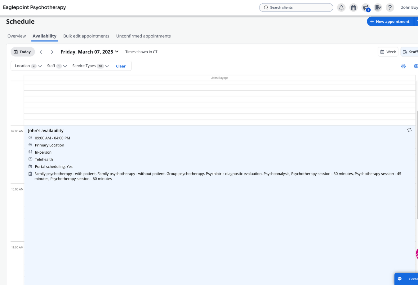 Image of TheraNest availability customization