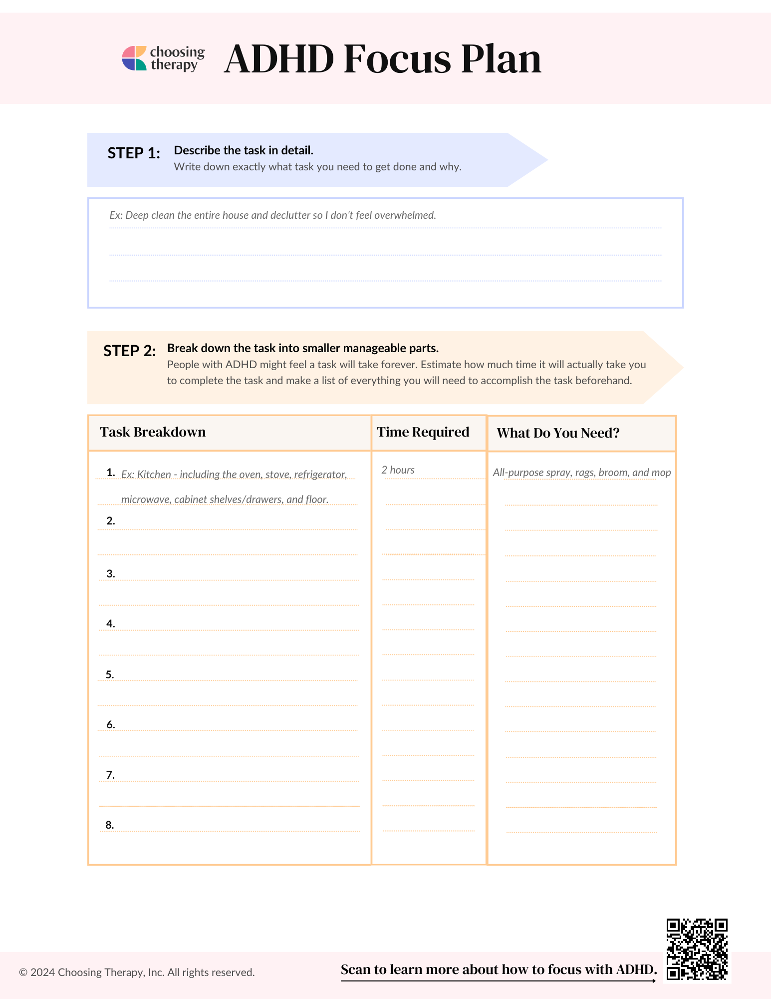 ADHD Focus Plan Worksheet