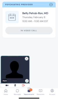 Brightside Health telehealth session with picture-in-picture