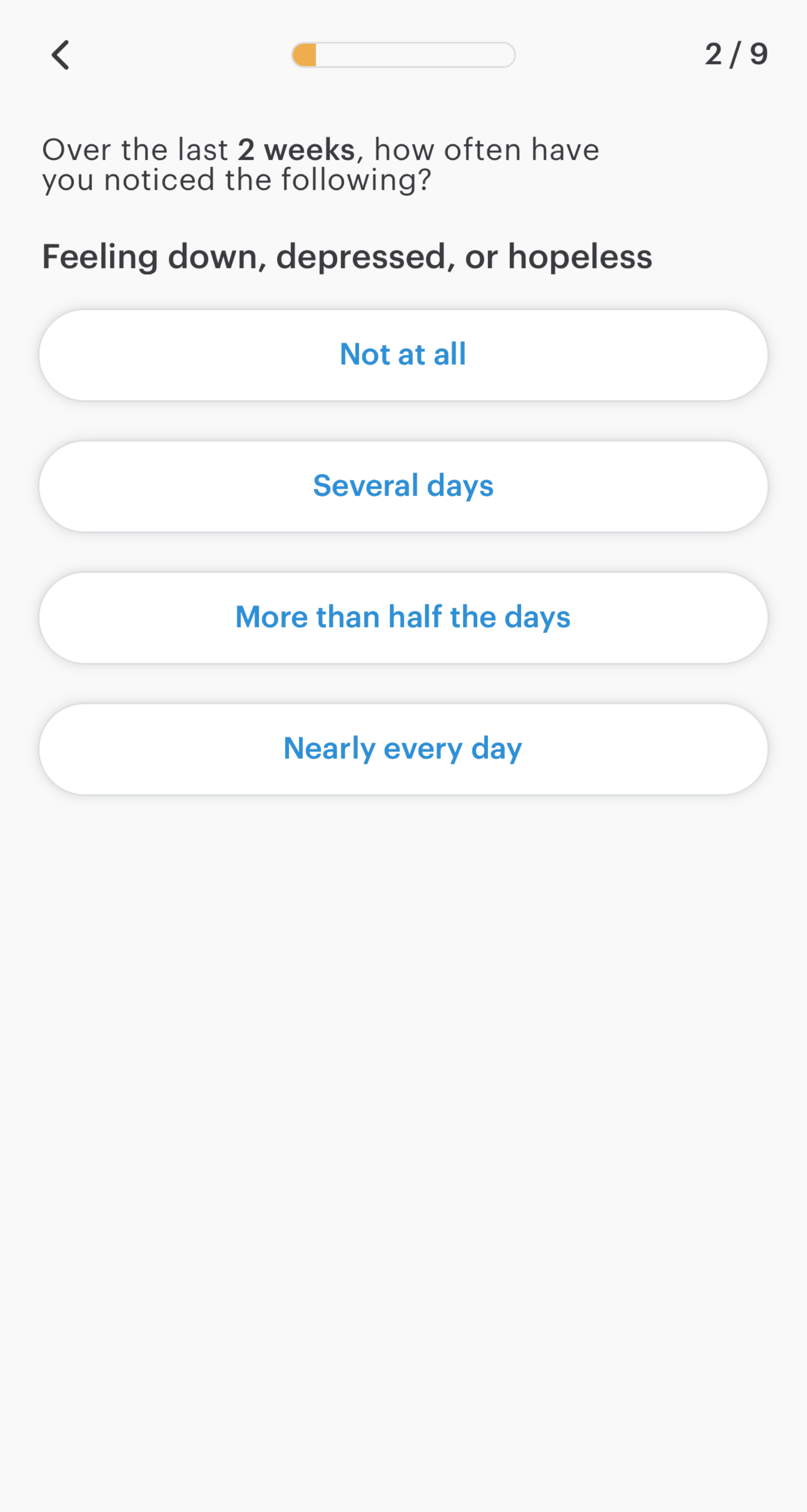 Image of PHQ-9 inventory in Doctor on Demand