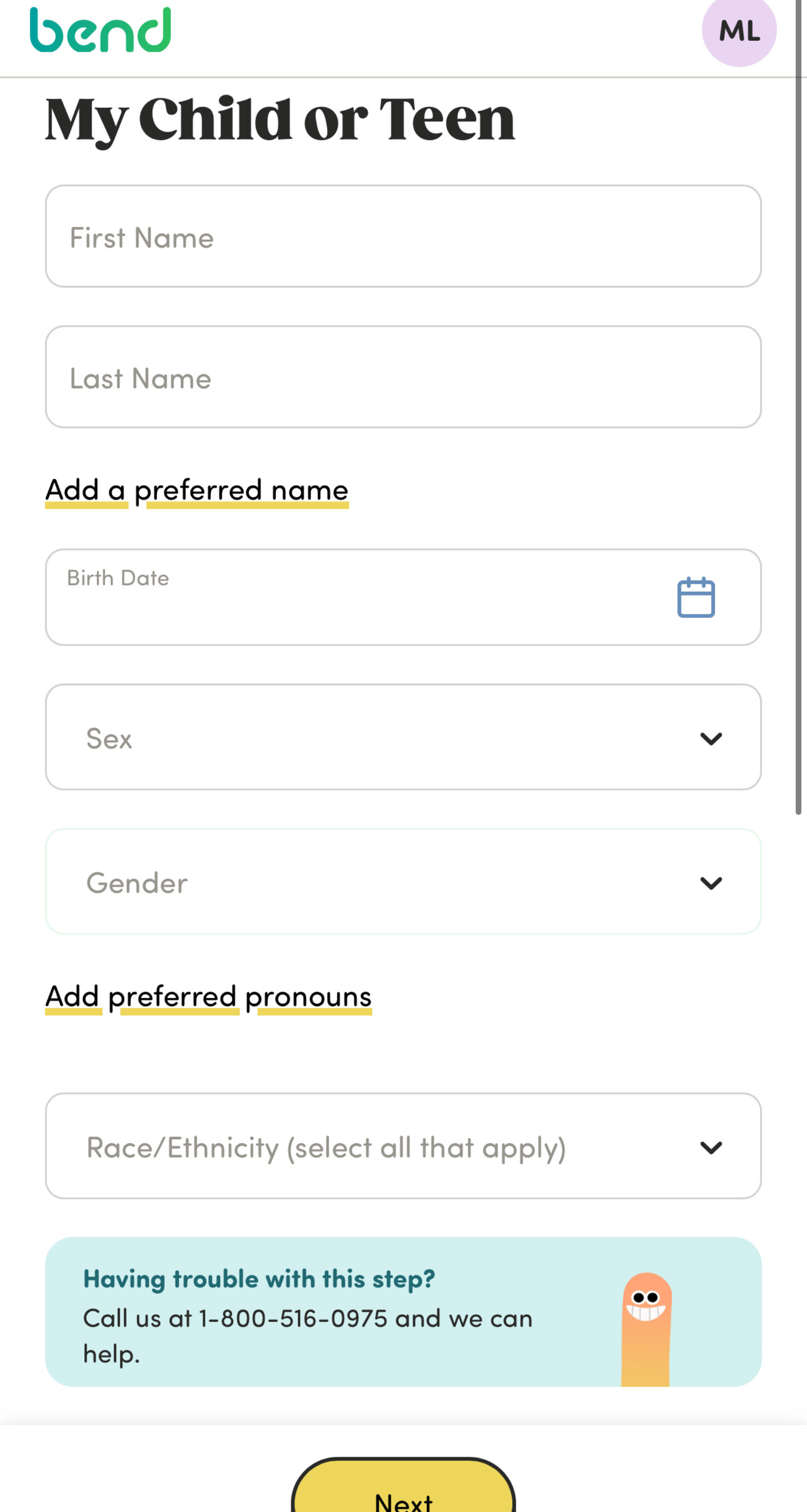 Image of adding a child to Bend Health