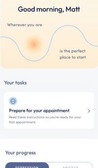 Brightside Health mobile app dashboard