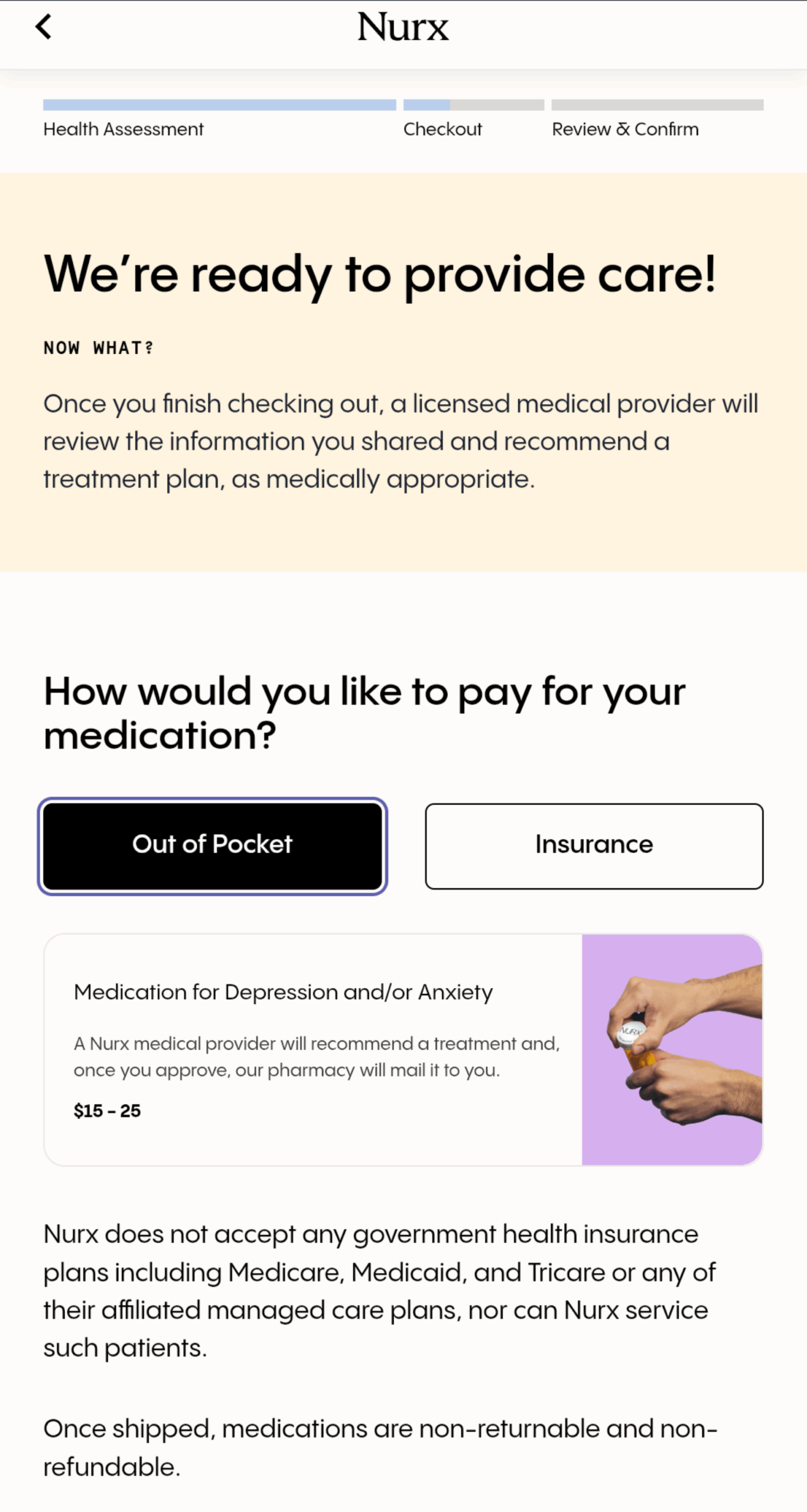 Image Nurx Insurance or Out-of-pocket for meds