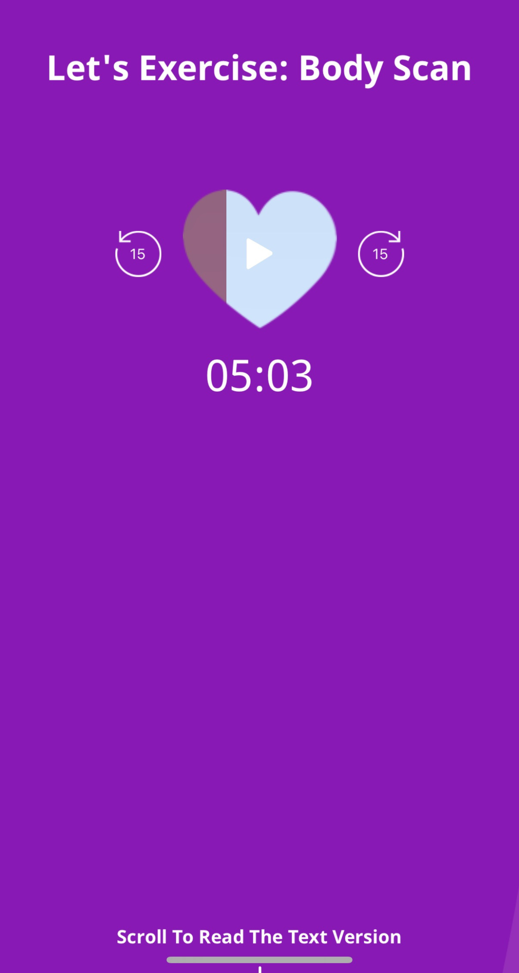 A screenshot from the Lasting app showing the _Body Scan_ meditation screen