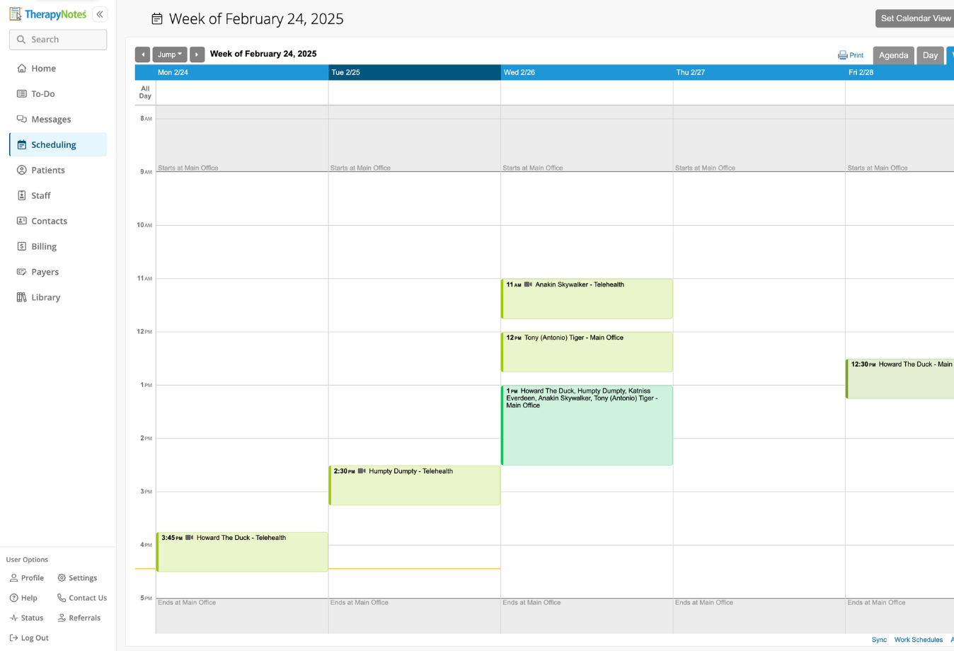 Image of TherapyNotes calendar