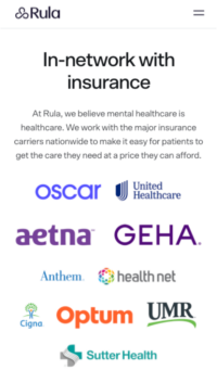Image of insurance companies that Rula works with