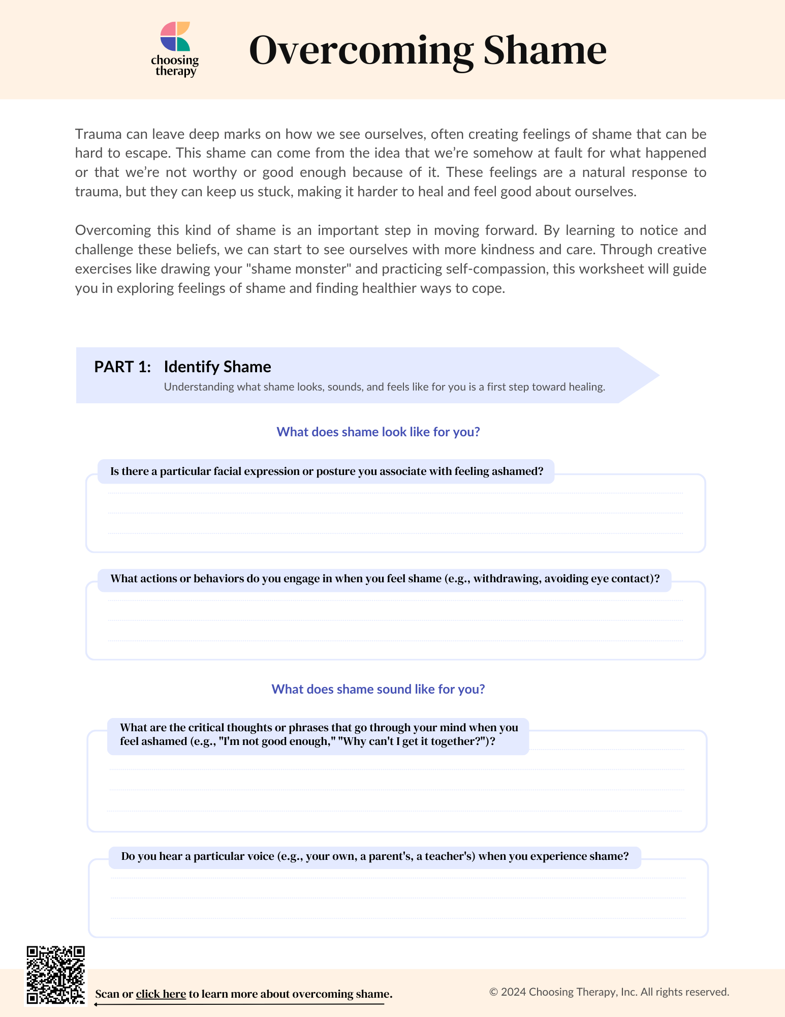 Shame - Trauma Worksheet