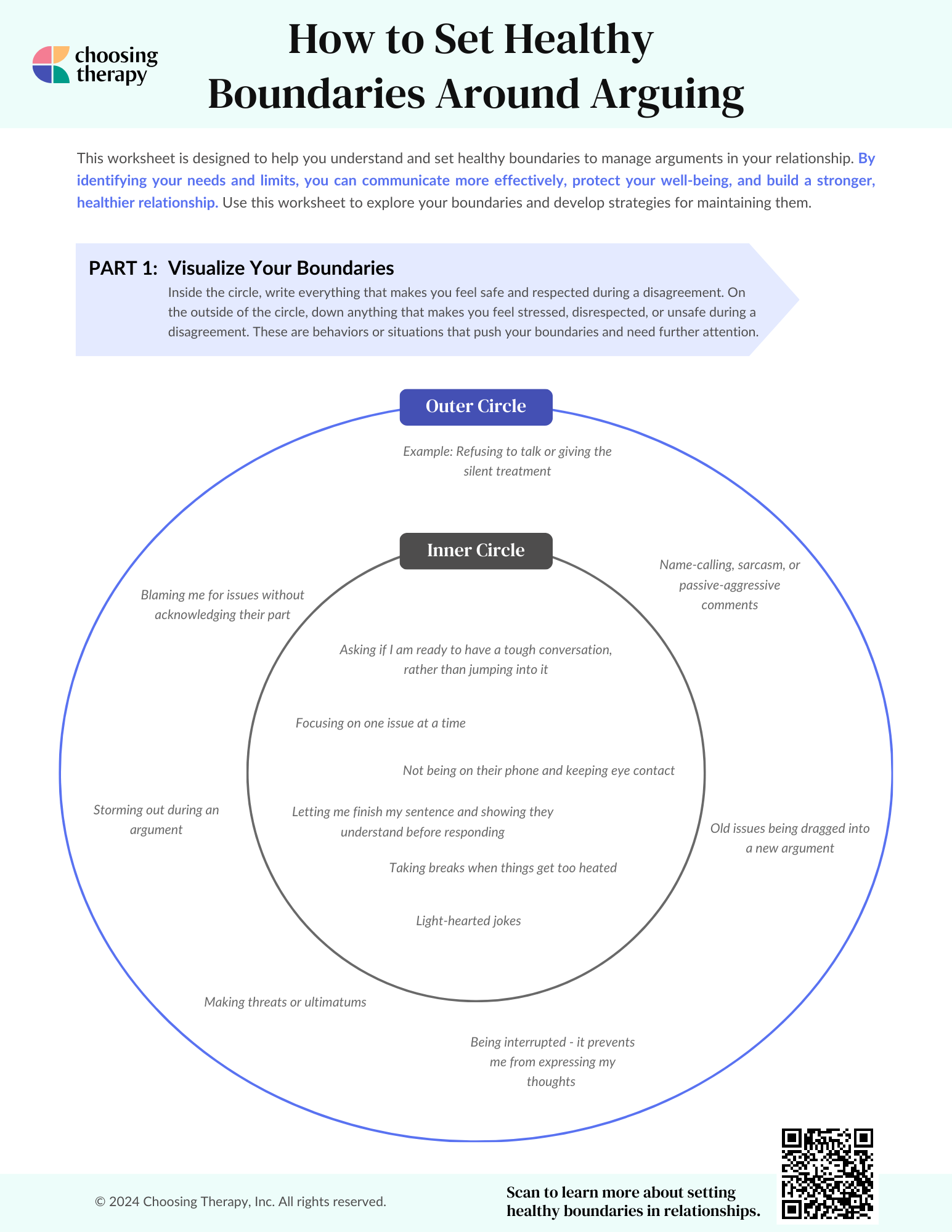 How to Set Healthy Boundaries Around Arguing Worksheet