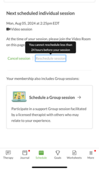 Rescheduling a BetterHelp therapy session