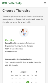 Choosing a new BetterHelp therapist