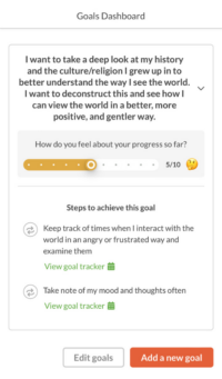 Goals dashboard in the BetterHelp app