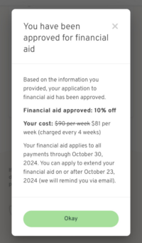 BetterHelp financial aid approval notification
