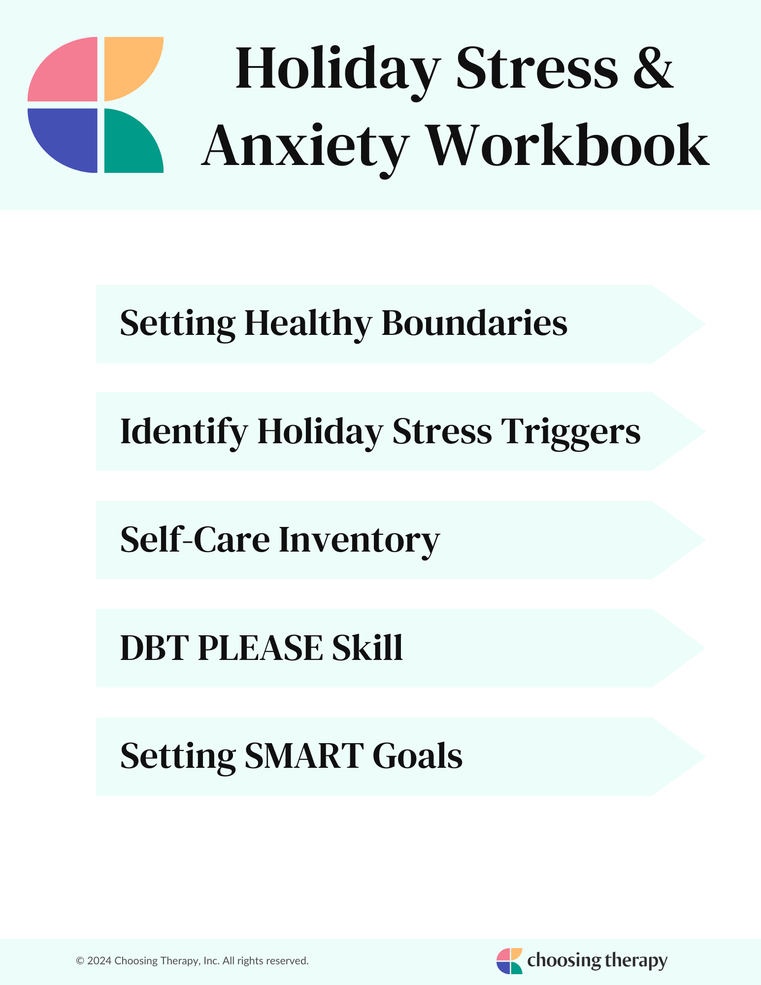 Holiday Stress & Anxiety Worksheets cover page