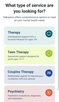 Choose Type of Service on Talkspace