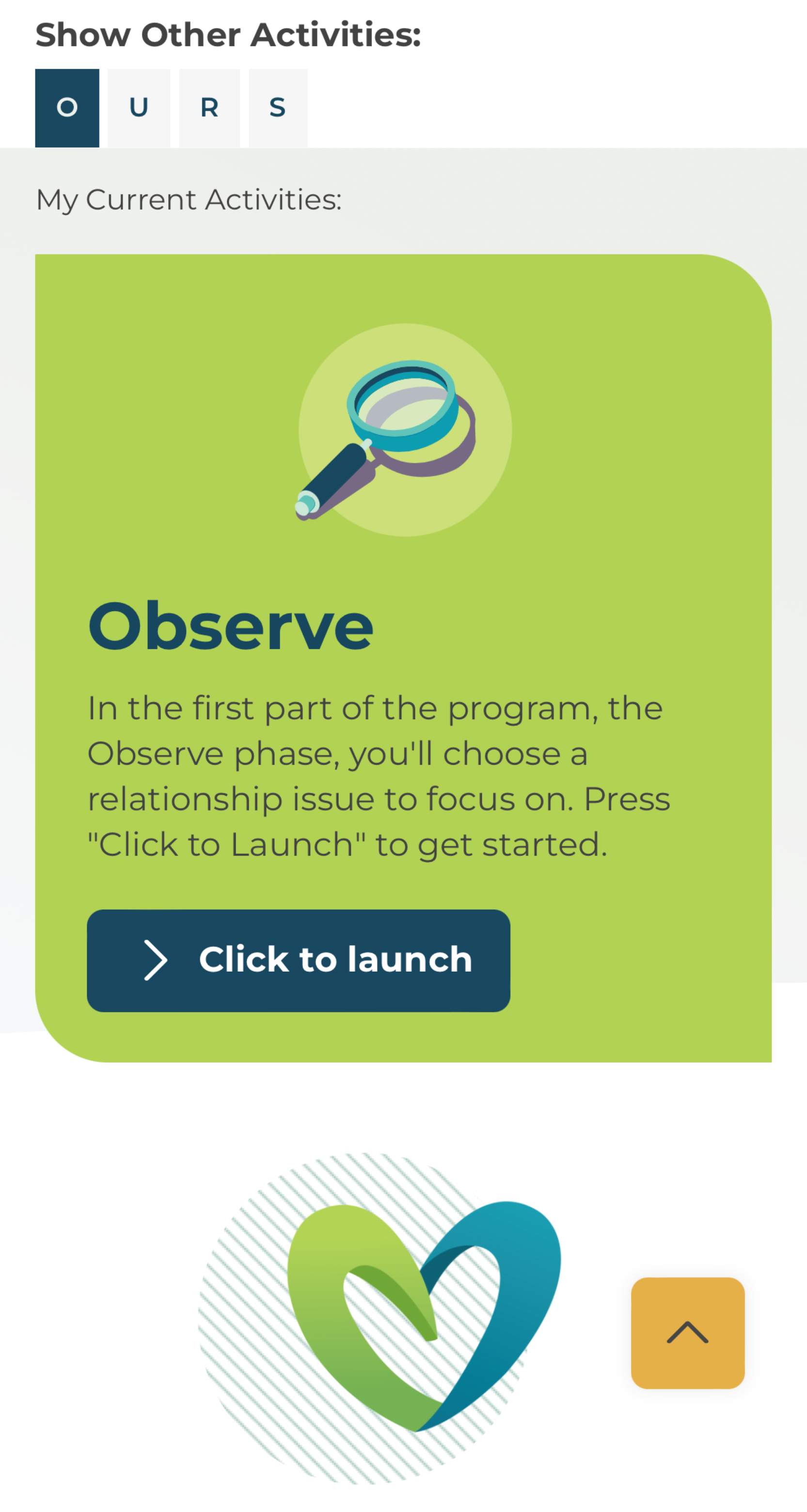Screenshot of the Observe phase menu in the OurRelationship app