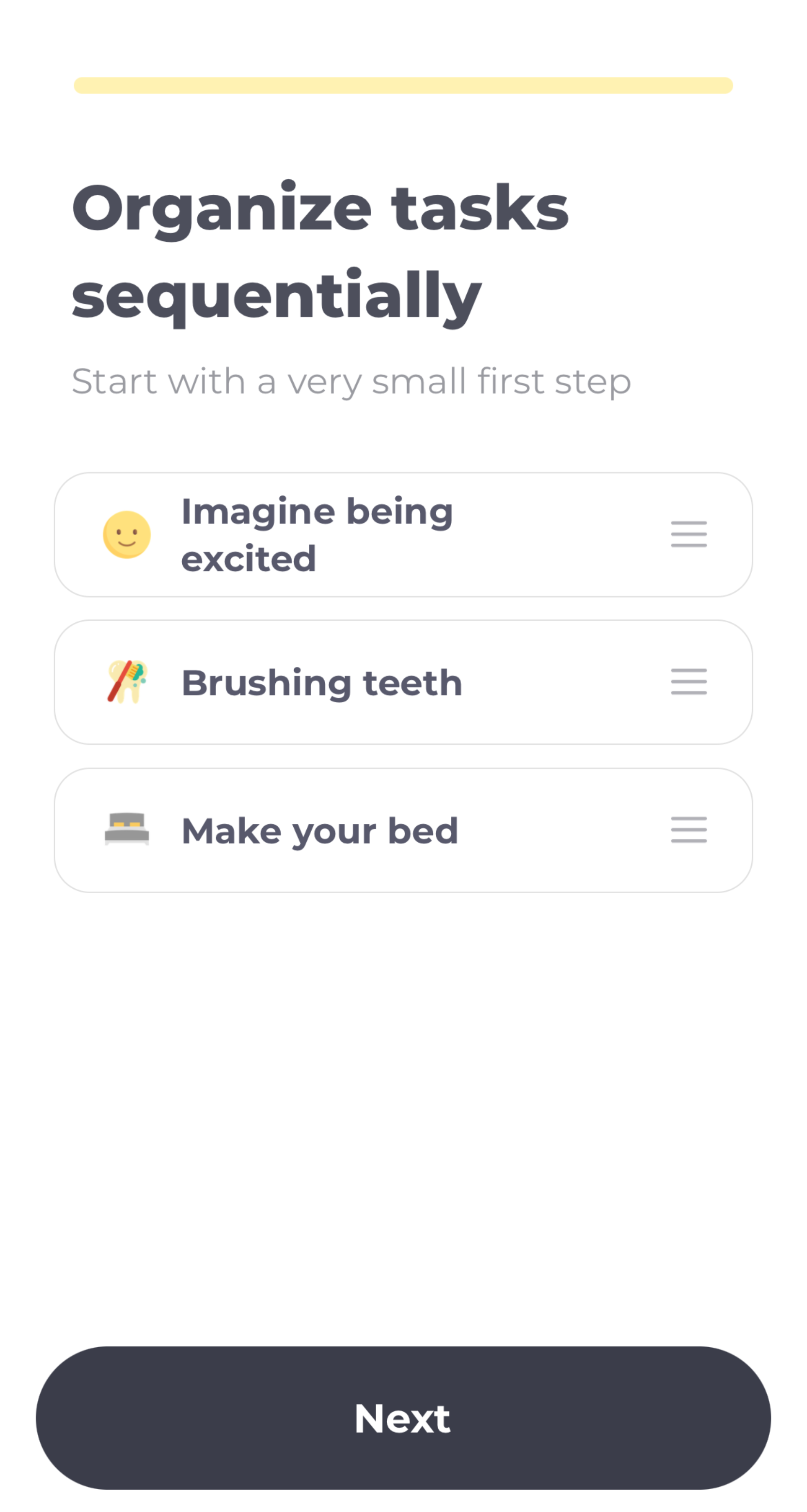 Screenshot of organizing tasks within a routine in the Routinery app