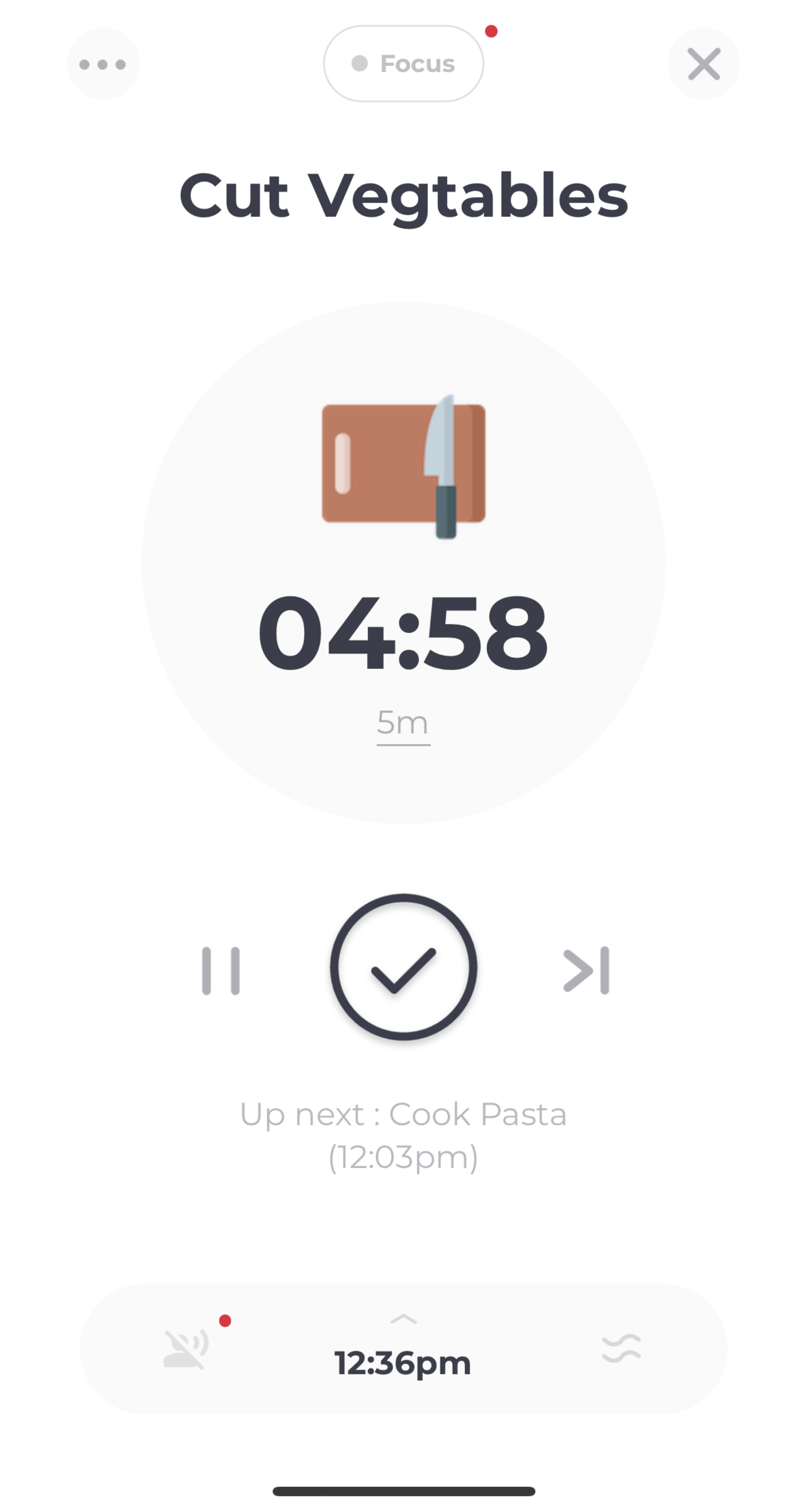 Screenshot of individual task timer in the Routinery app
