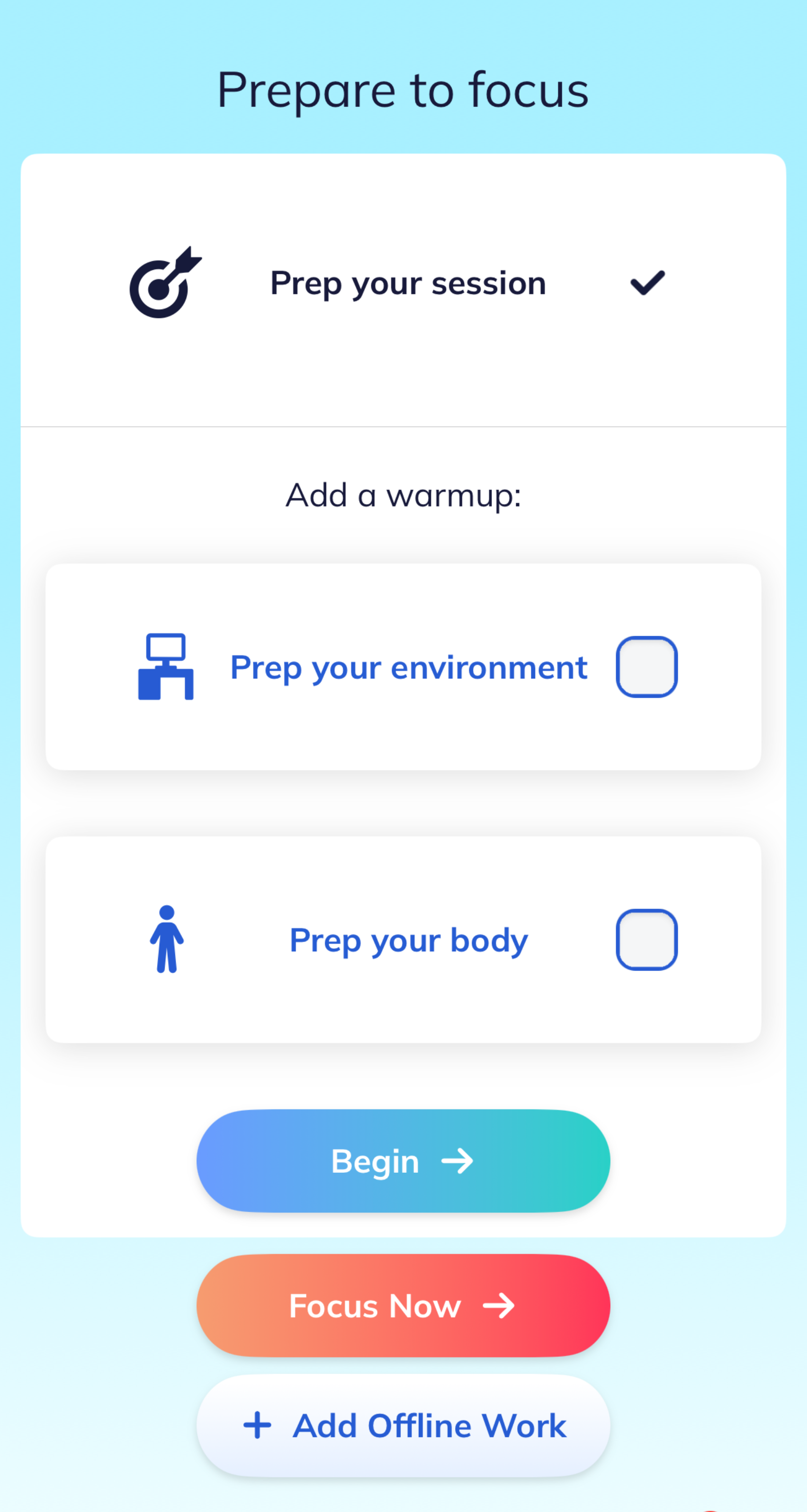 Screenshot of RescueTime_s focus prep screen