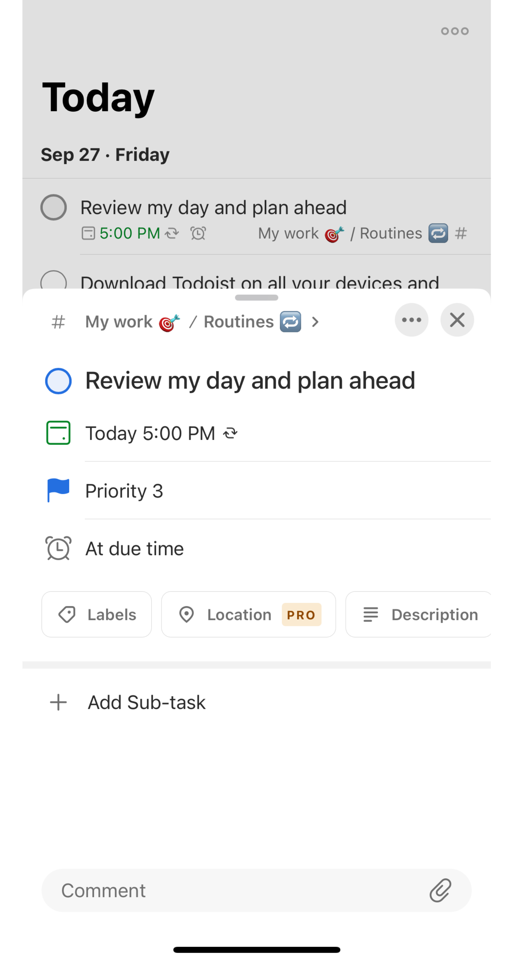 Screenshot of customization options for lists