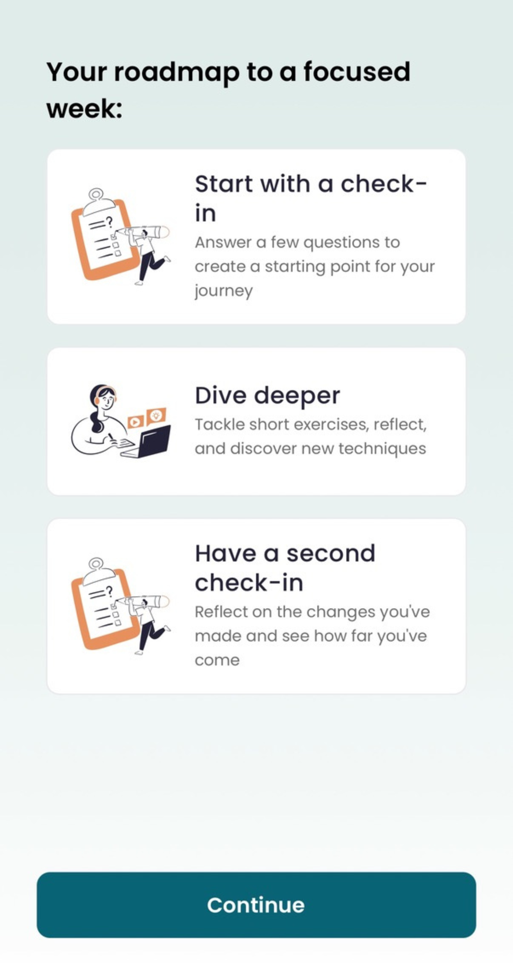 Screenshot of InFlow_s user weekly roadmap