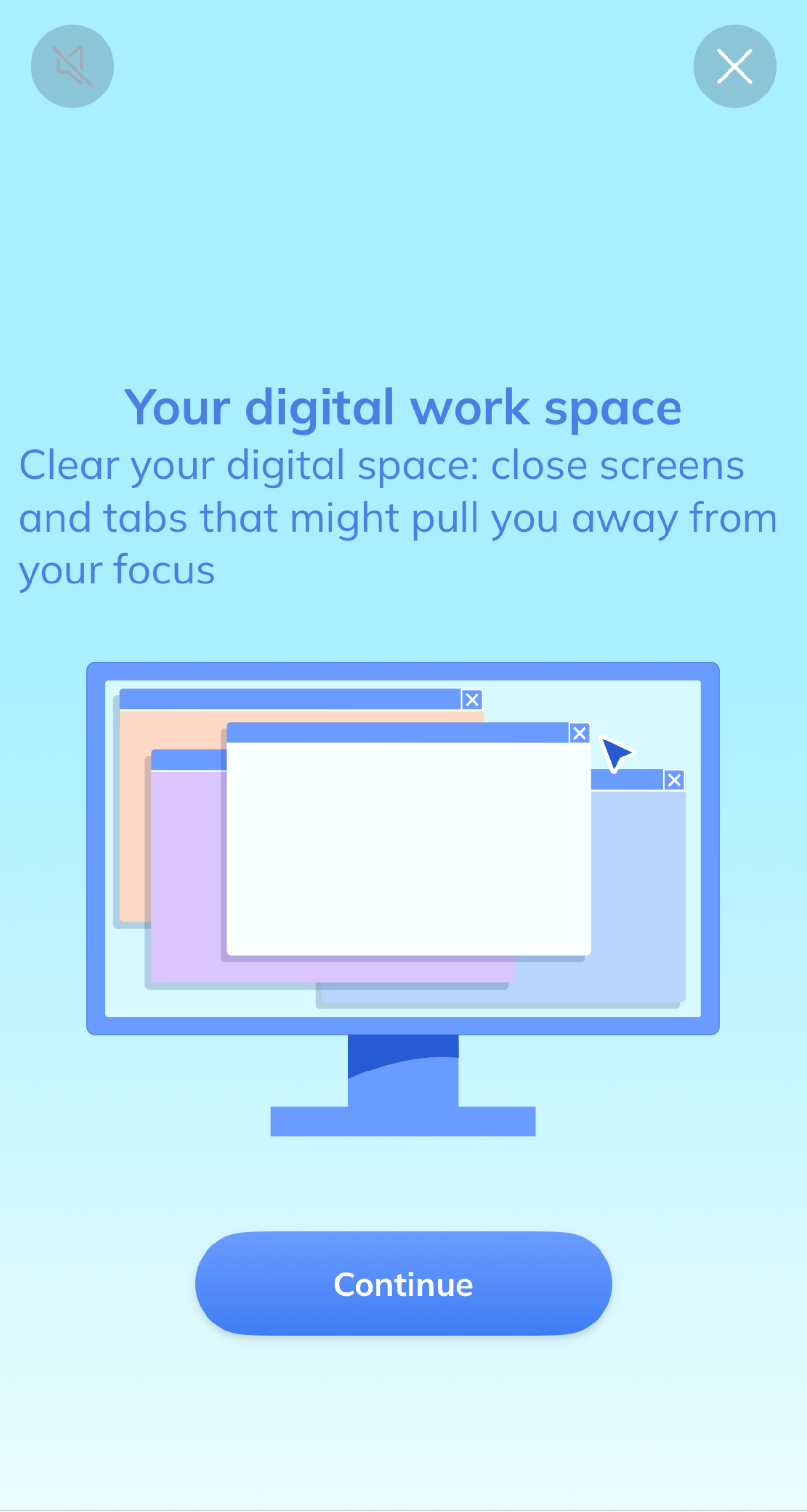 Screenshot of RescueTime prompting users to clean digital workspaces