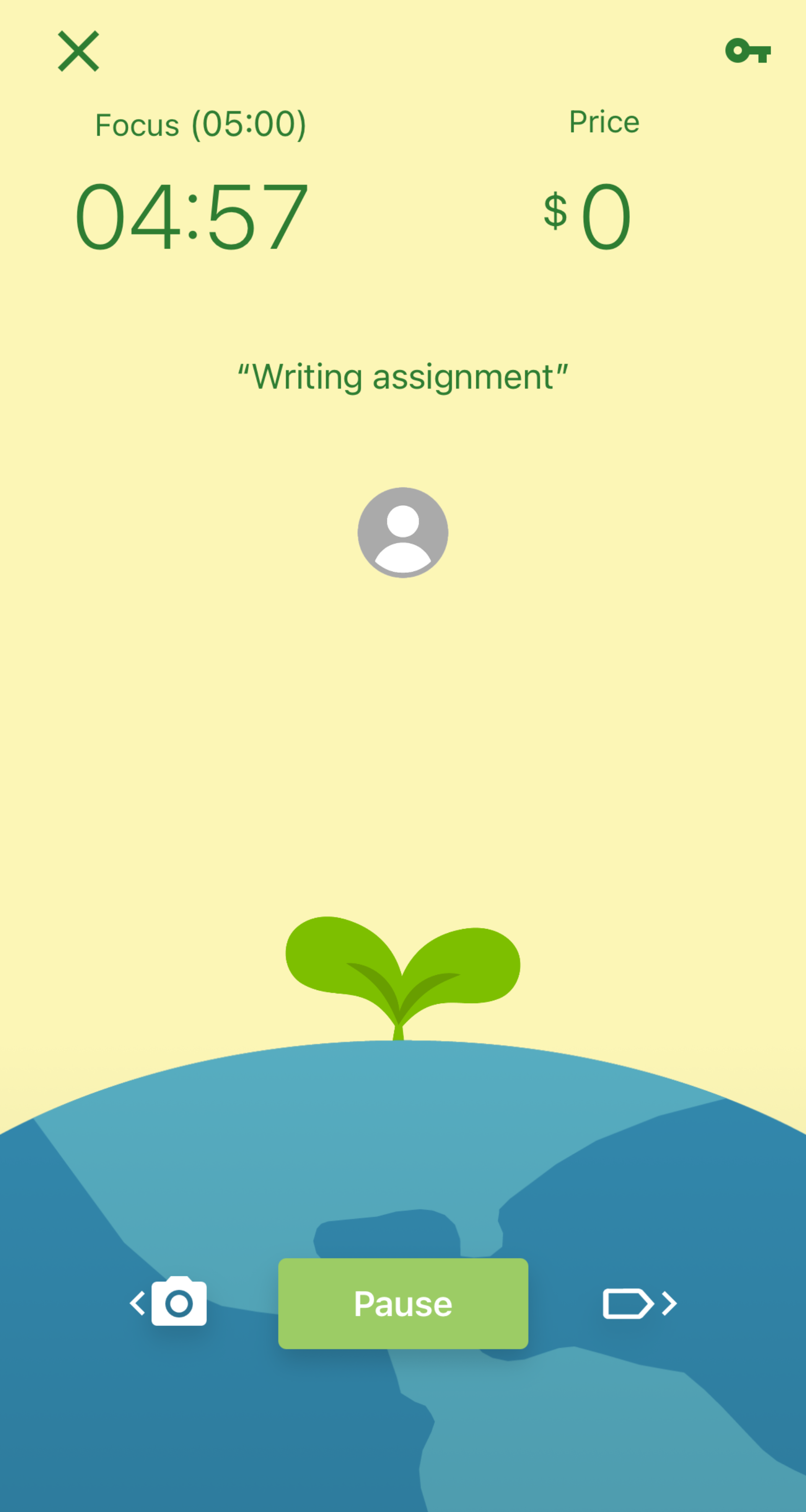 Screenshot of the timer function in the FLora app