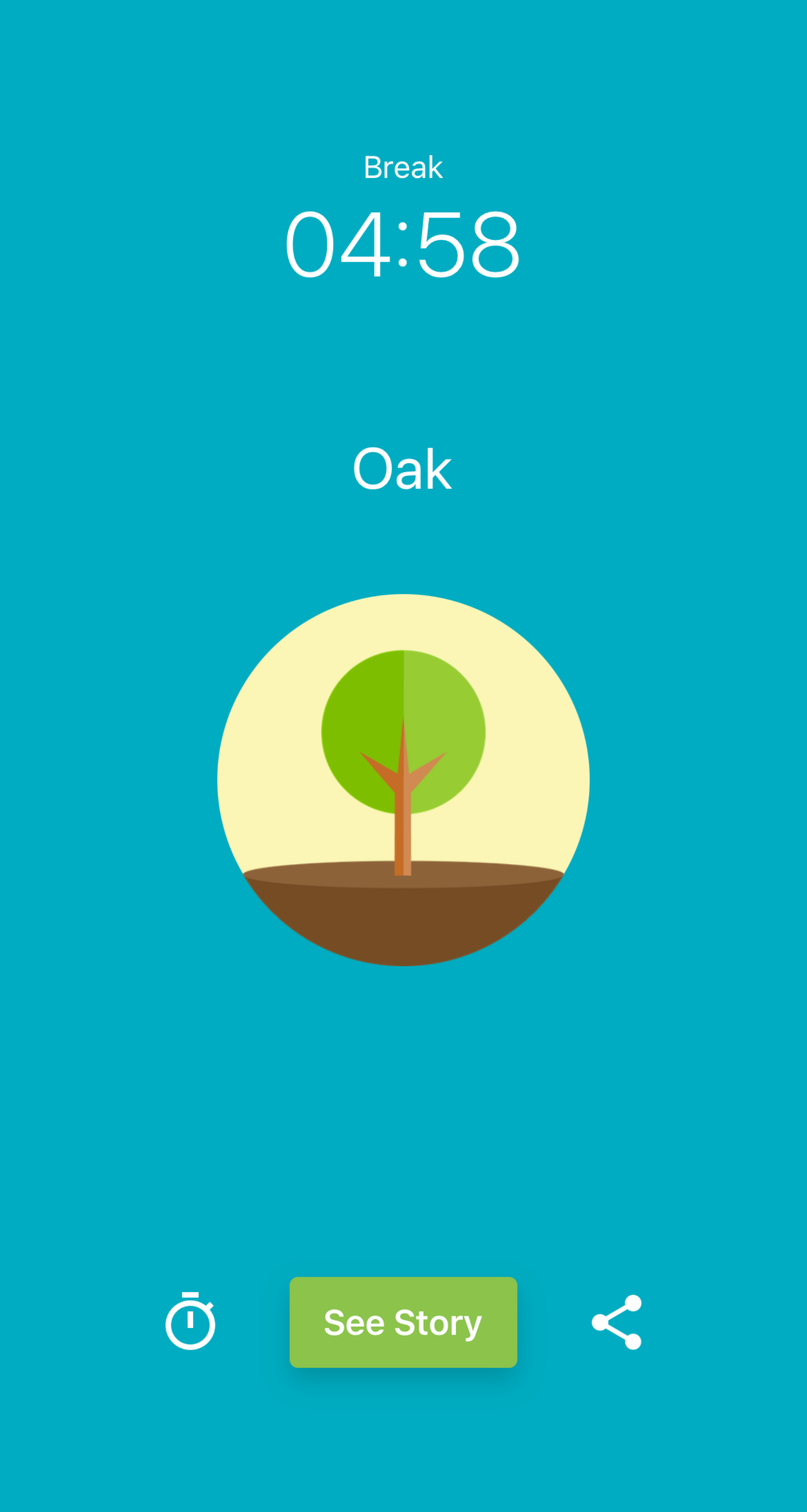 Screenshot of the tree grown in the Flora app for completing a task