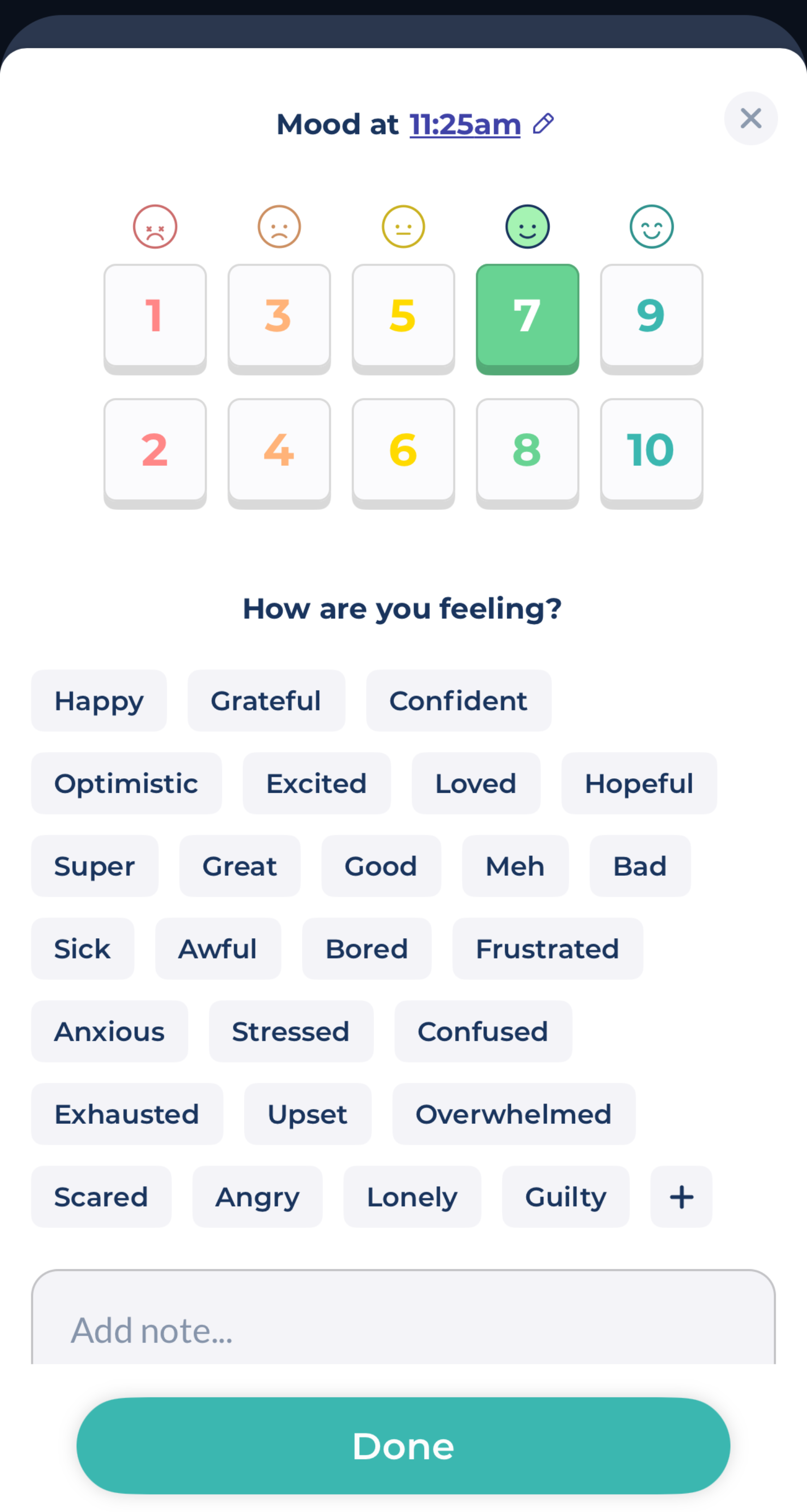 Image of daily check in with Bearable