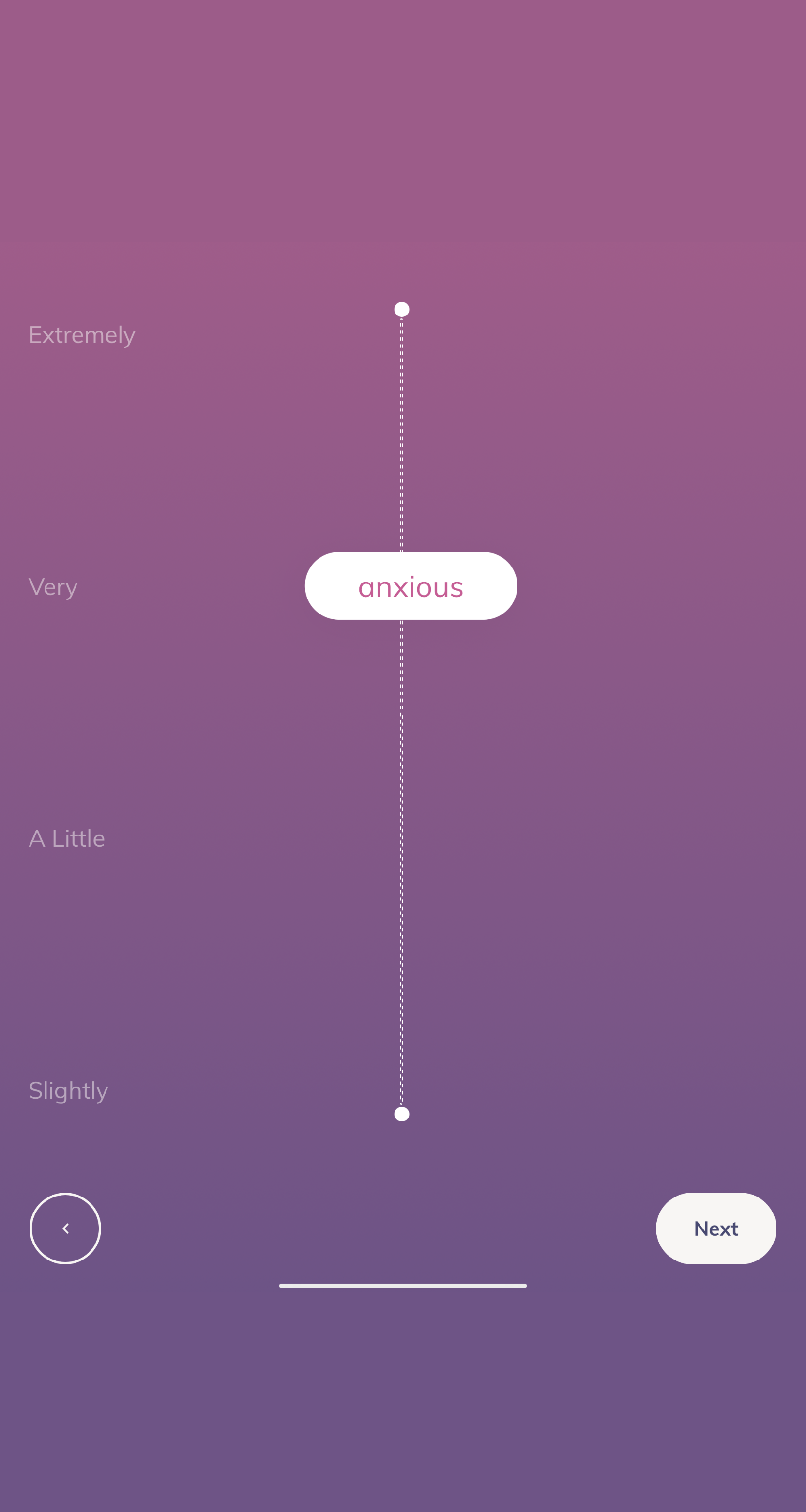 Screenshot of self-rating your level of anxiety.