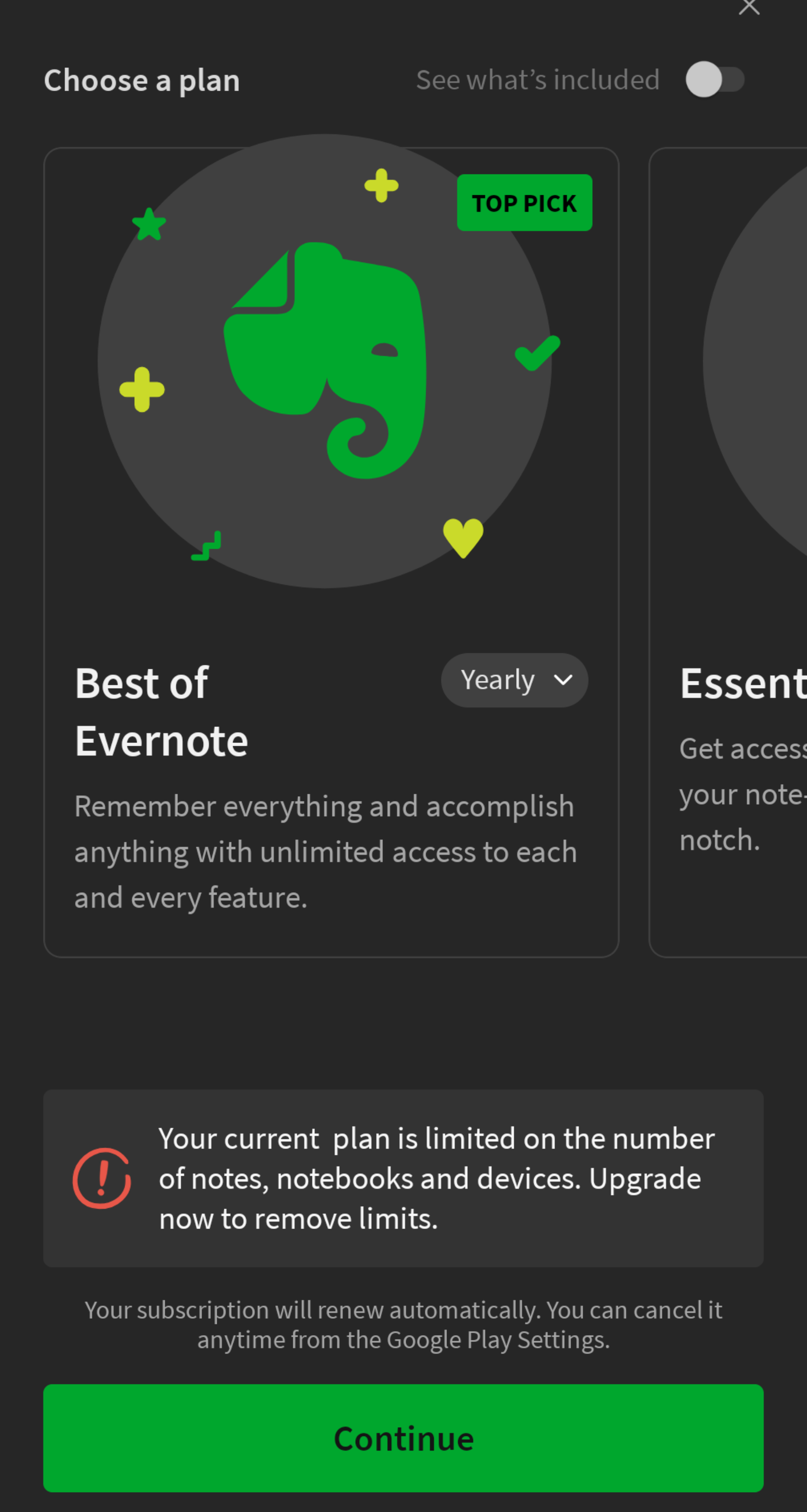 Image Evernote App Plans
