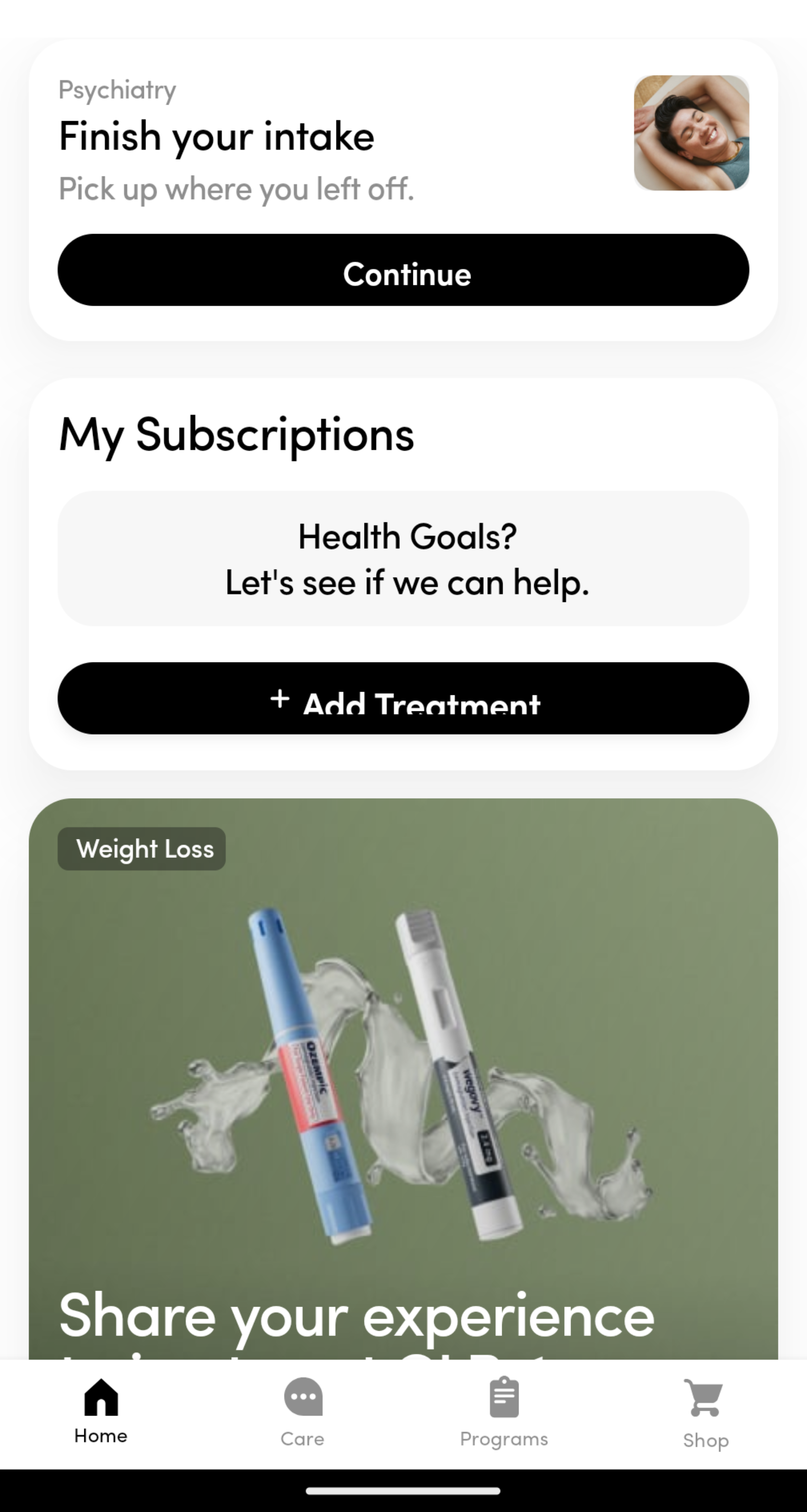 Hers App Homepage