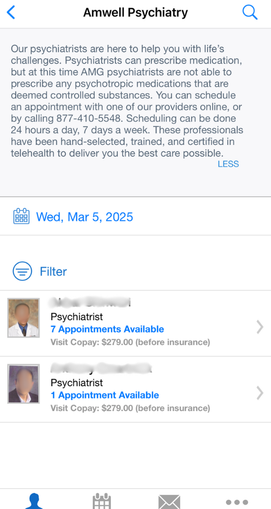 Amwell Psychiatry Directory