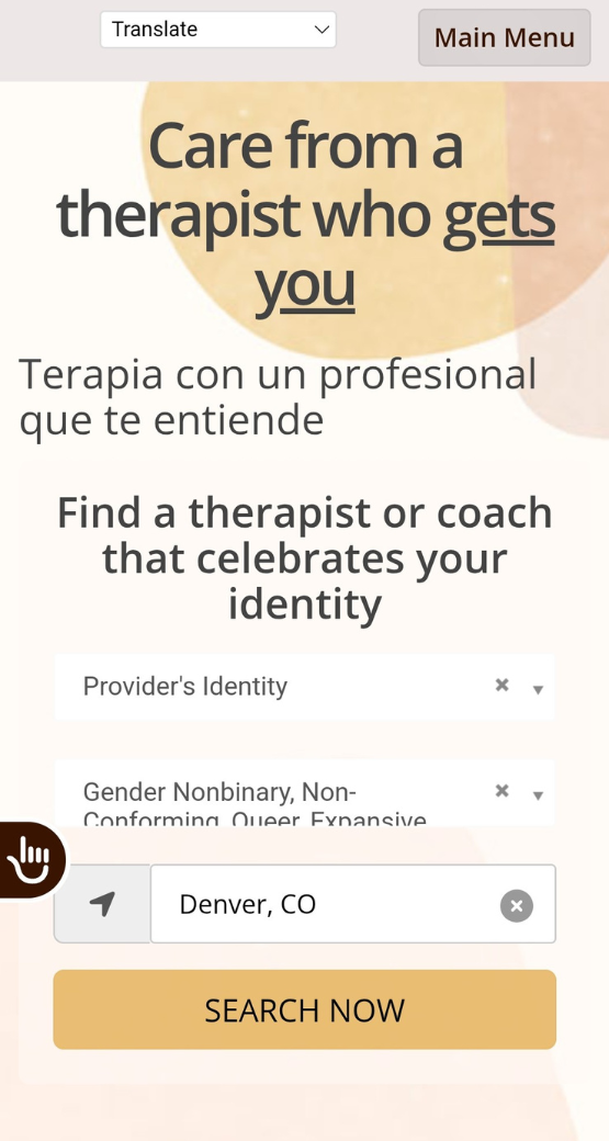 Inclusive Therapists Home Screen